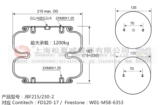 JBF215/230-2橡膠<a href='http://ccdz2.cn/' target='_blank'><u>空氣彈簧</u></a>