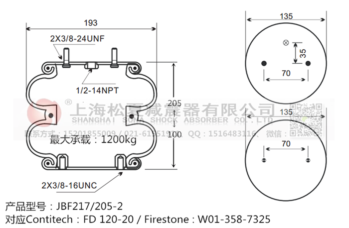 JBF217/205-2橡膠<a href='http://ccdz2.cn/' target='_blank'><u>空氣彈簧</u></a>