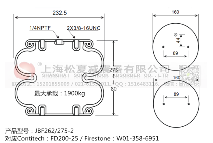 JBF262/275-2橡膠<a href='http://ccdz2.cn/' target='_blank'><u>空氣彈簧</u></a>